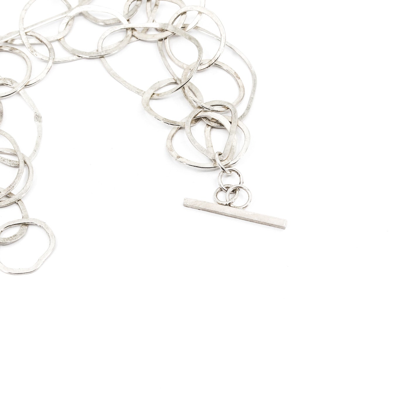 modern multi link sterling silver bracelet • hammered • handmade in France